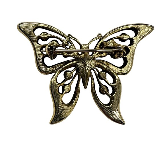 Gold Rhinestone Butterfly Pin - Picture 2 of 8